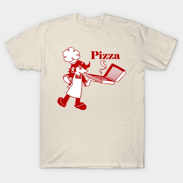 Vintage Looking Goth Pizza Boy T-Shirt by saradaboru